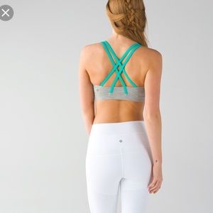 Lululemon Energy Bra Like New 6 Teal Gray & White